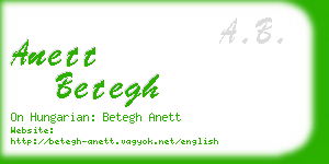 anett betegh business card